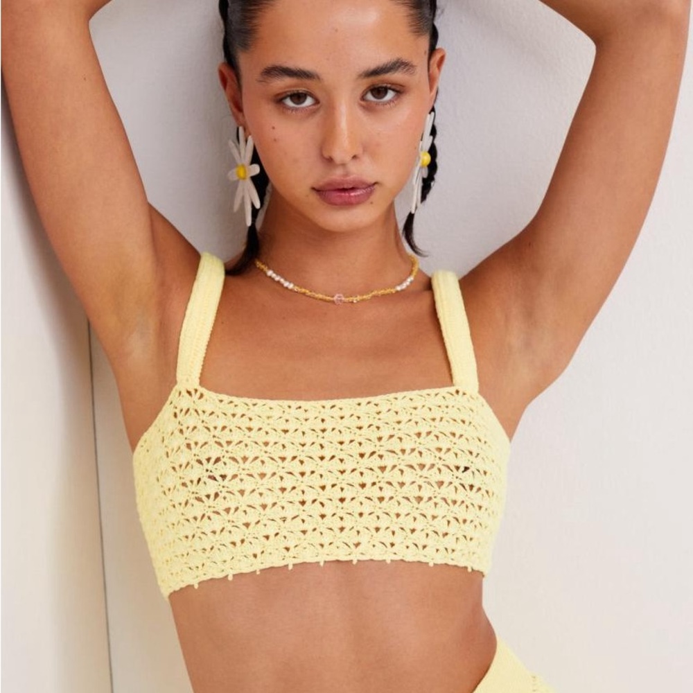 For Love and Lemons Charlotte Yellow Knit Bralette